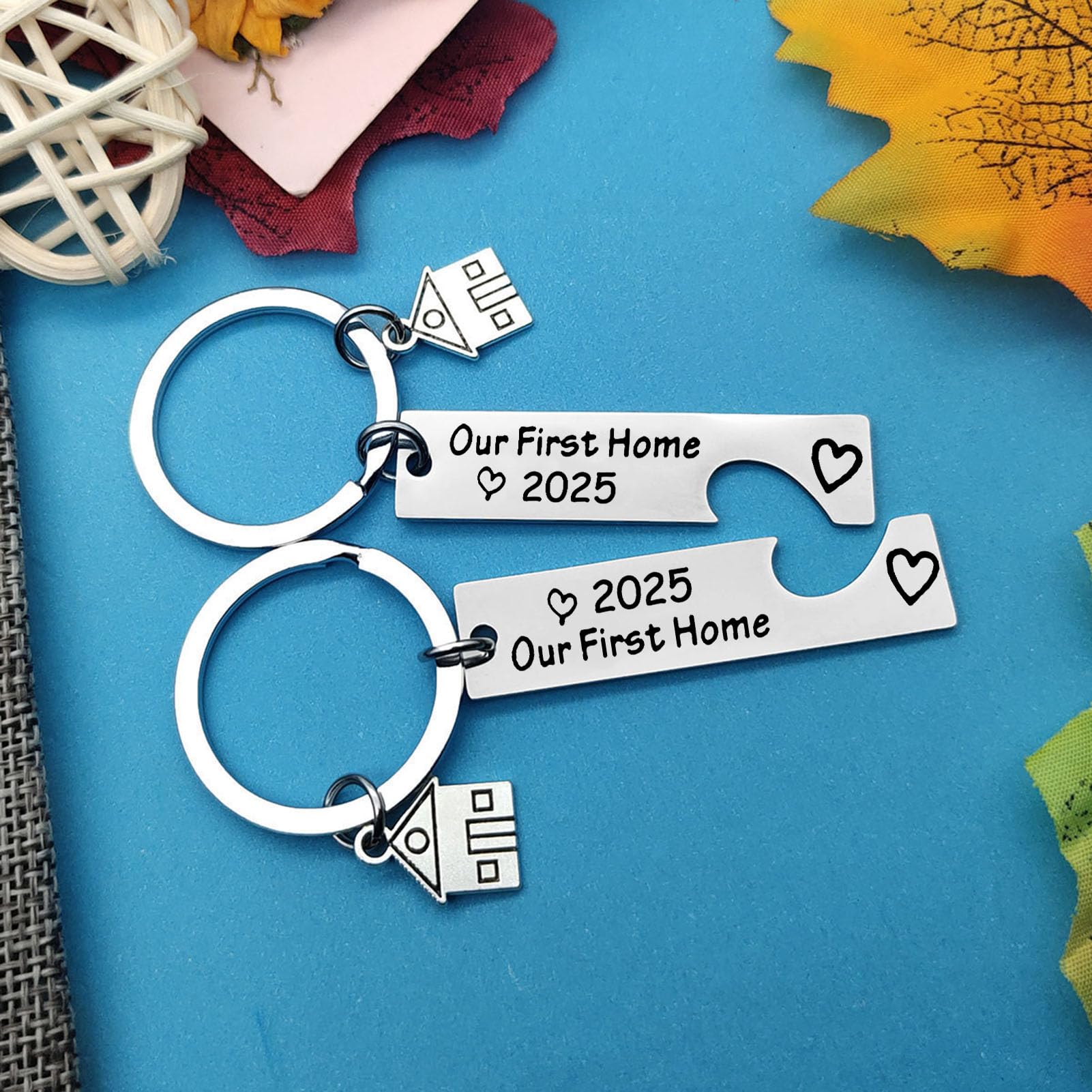 Our First Home 2025 Keychain Set - Housewarming Gift for New Homeowners, Couples & Friends - New House Keychain Gift for Family - Perfect for Housewarming Parties & New Home Celebrations