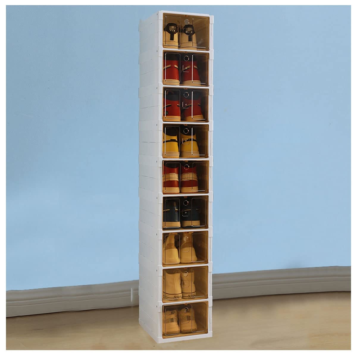 HUKSXZ Clear Stackable Plastic Shoe Storage Boxes - Transparent Sneaker Display Case & Organizer for Closet | Perfect for Sneaker Collection, Shoe Organization, and Home Storage Solutions