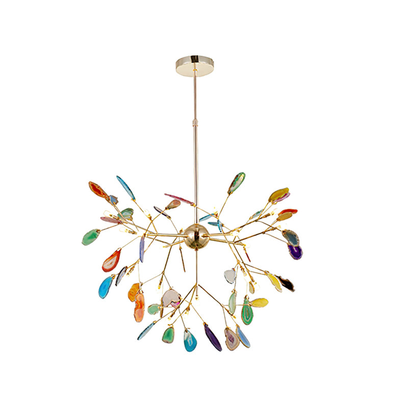 Agate Flake Chandelier - Elegant Natural Stone Crystal Ceiling Light Fixture for Dining Room, Living Room, Bedroom Decor | Modern Luxury Home Lighting
