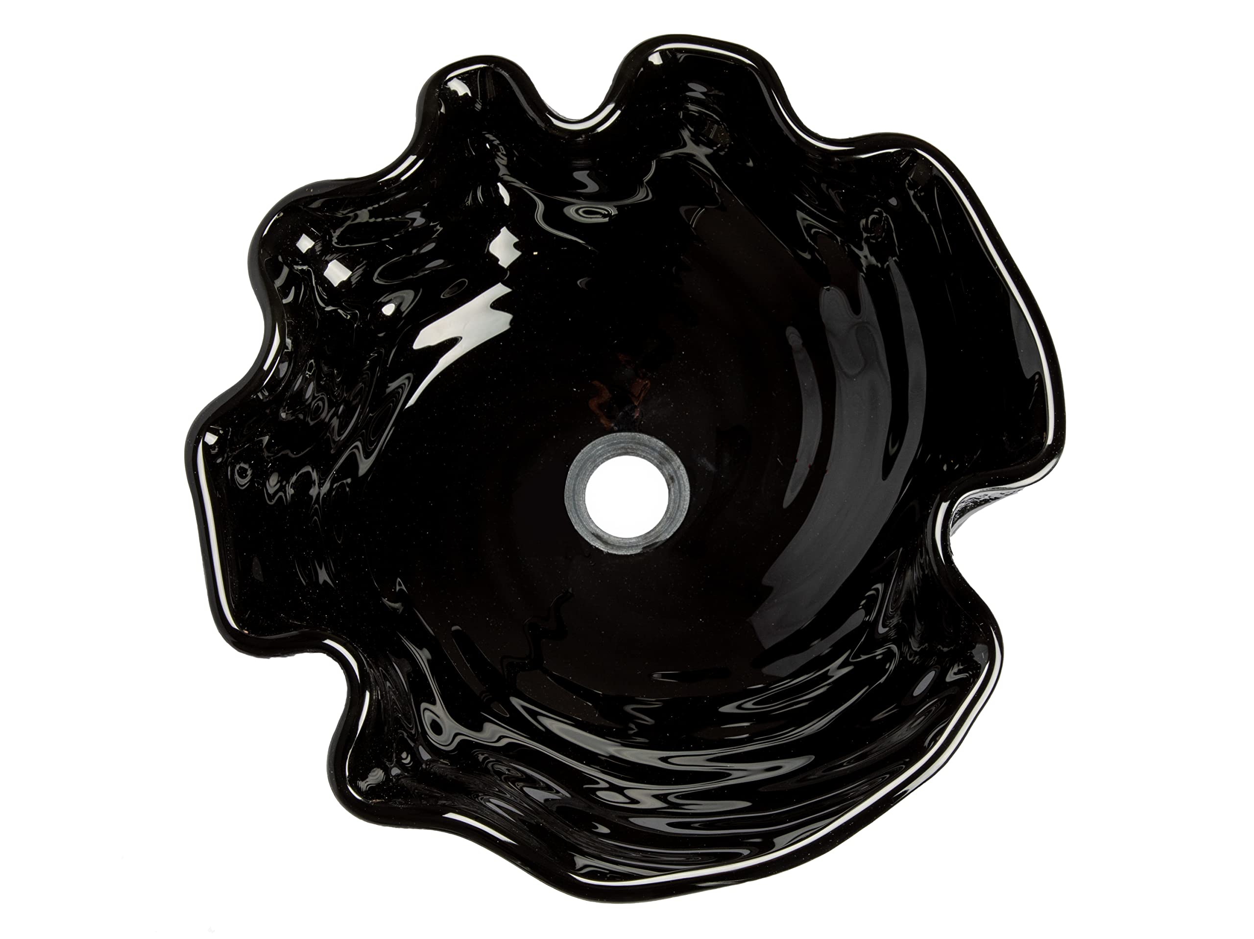 Midnight Wave Glass Vessel Bathroom Sink - Modern Oval Above Counter Basin for Vanity, Powder Room & Luxury Bathroom Decor