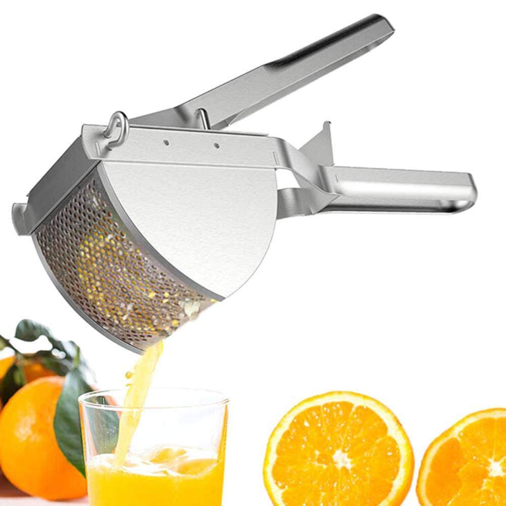 Premium Stainless Steel Potato Ricer & Masher - Heavy Duty Potato Press for Baby Food, Purees, Fruits & Vegetables | Multi-Functional Kitchen Tool for Juicing Lemons & More | Dishwasher Safe | Perfect for Homemade Baby Food, Smoothies & Healthy Cooking