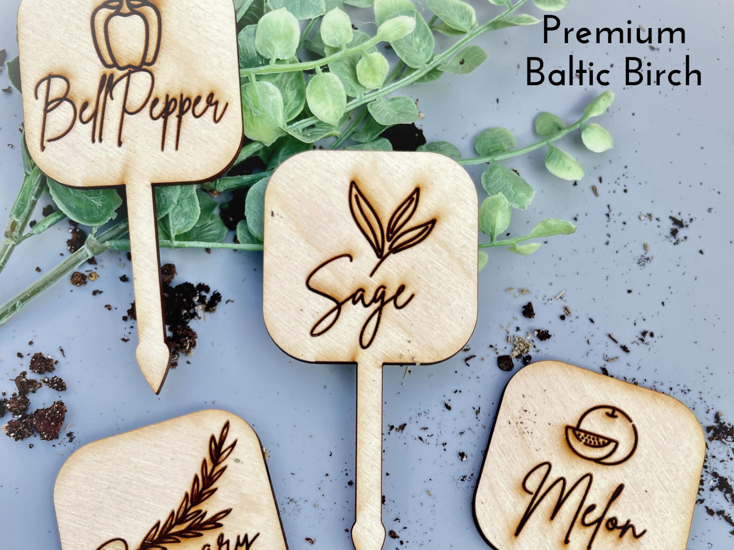 Handmade Acrylic Garden Stakes - Custom Herb Plant Markers for Vegetable Gardens, Personalized Plant Labels (Rosemary Design, MDF Material) - Perfect Gardening Gift for Mom & DIY Home Garden Decor