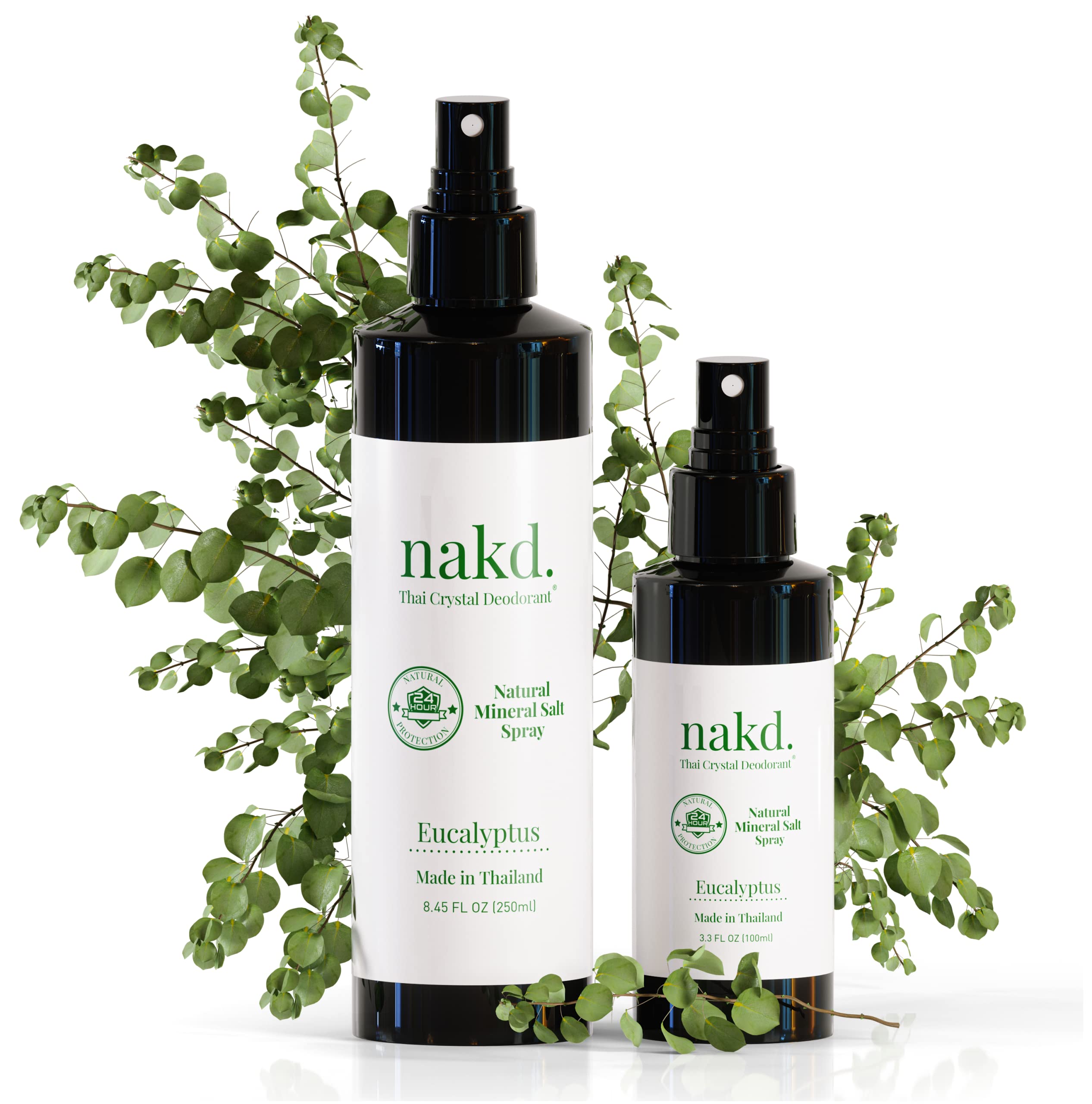 Natural Aluminum-Free Deodorant Spray - 8.45oz + 3.3oz Travel Size Crystal Salt Spray for Women, Men & Kids - Eucalyptus Scented, Vegan & Cruelty-Free - Perfect for Gym, Travel & Daily Freshness