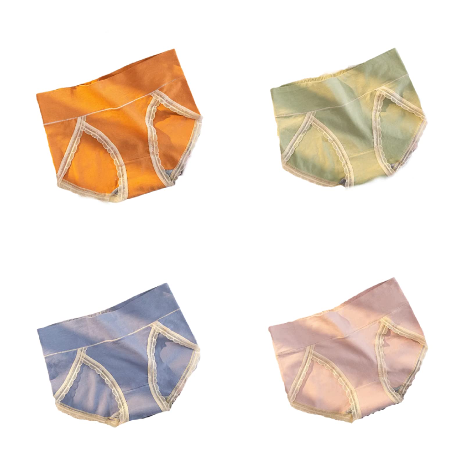 4/6PCS Plus Size Cotton Panties for Women - High Waist Lace Trim Briefs in Multiple Colors - Soft & Comfortable Underwear for Everyday Wear or Special Occasions
