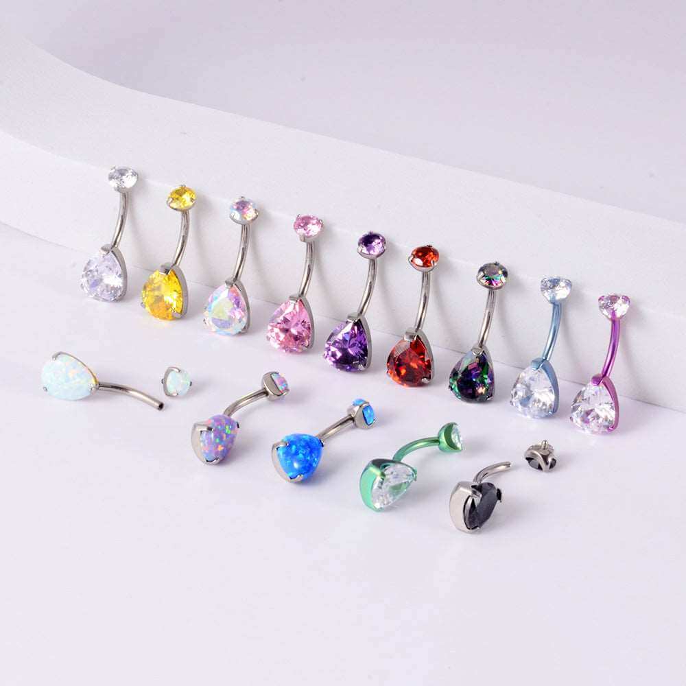 14G Opal Belly Button Rings - Coolest Navel Piercing Jewelry for Women | DL051 | Perfect for Summer, Beach, and Everyday Fashion