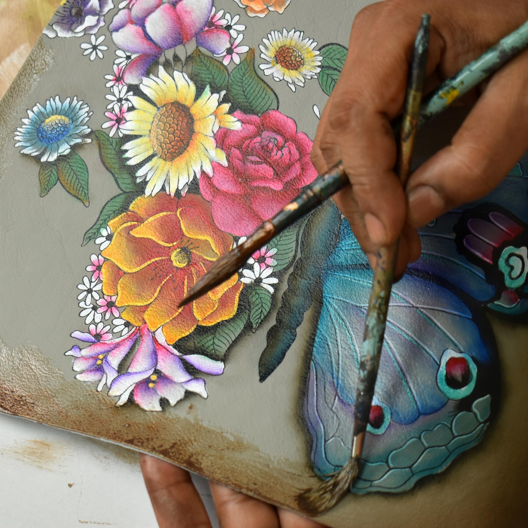 Anuschka Handpainted Leather Women's Wallet & Large Smartphone Case - Perfect for Travel, Work & Everyday Use (iPhone & Android Compatible)