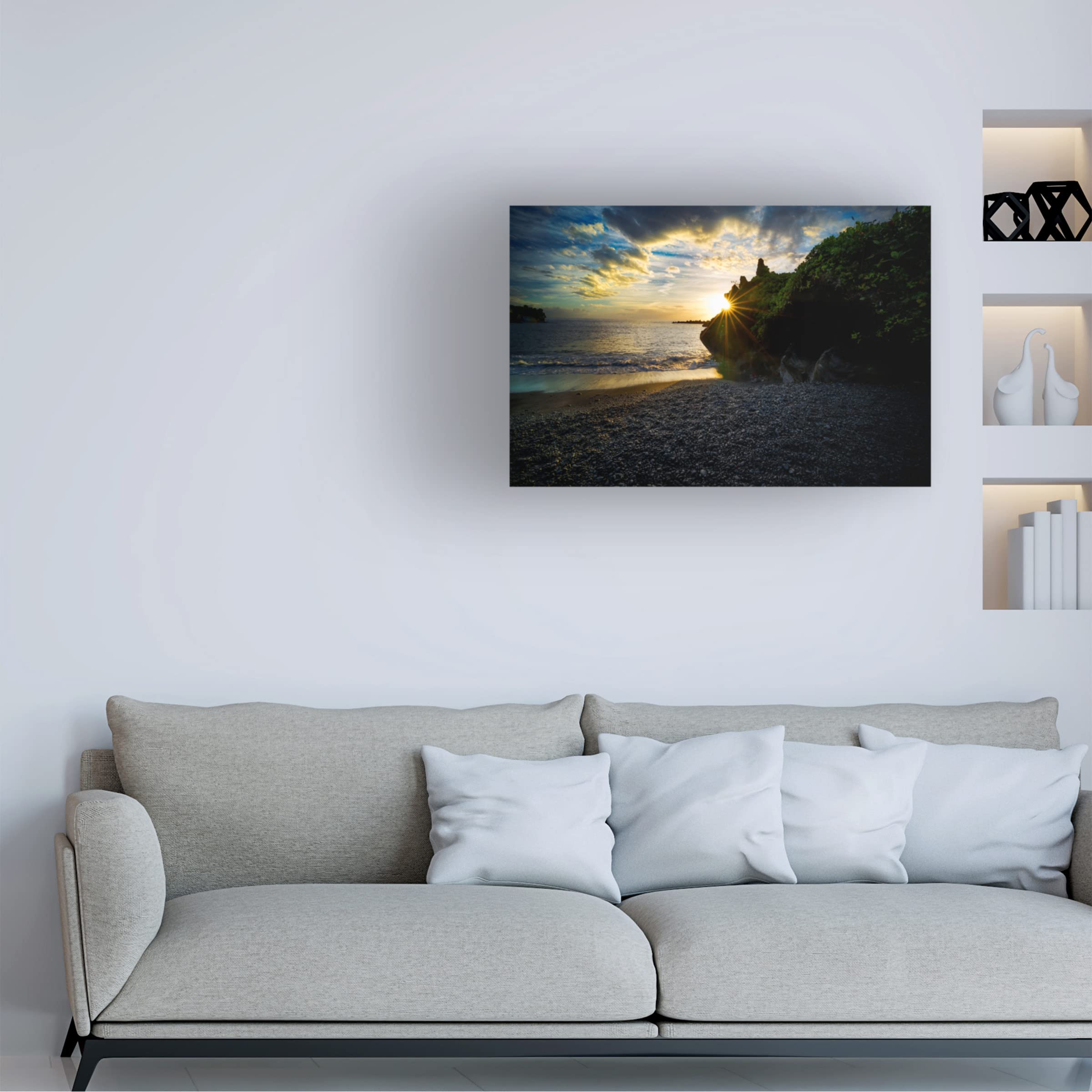 Dennis Frates 'Black Sand Beach 2' Canvas Wall Art Print - Modern Coastal Home Decor for Living Room, Bedroom & Office
