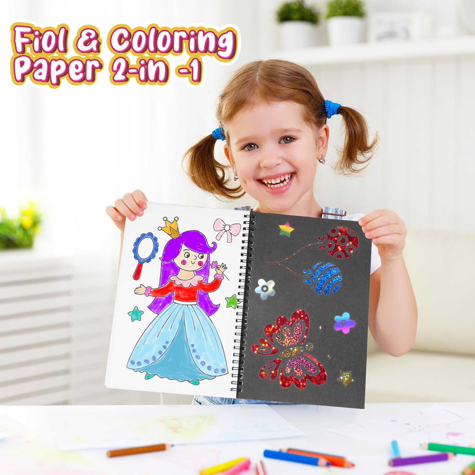 Foil Craft Princess DIY Art Kit - No Mess Creative Foil Art Set for Kids Ages 4-9 | Fun Drawing Activity, Birthday Gift & Travel Toy for Girls & Boys | Perfect for Party Favors, Classroom Projects & Rainy Day Crafts