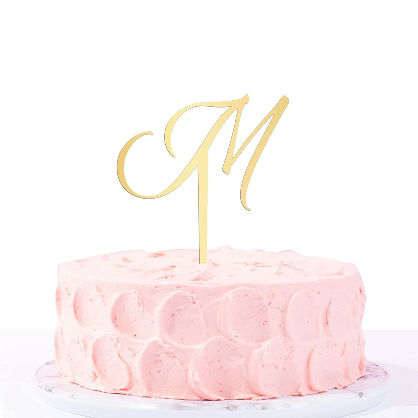 Personalized Acrylic Glitter Gold Letter M Cake Topper - Rustic Wedding, Anniversary, Engagement Party Decor - Custom Initials for Cakes, Cupcakes & Desserts - Perfect for Celebrations & Special Occasions