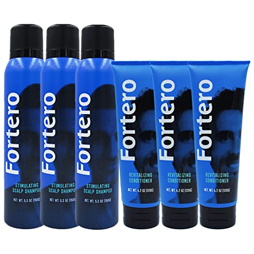 Fortero Carbonic Acid Shampoo & Conditioner Set for Hair Growth - Thickening Treatment for Hair Loss, Thin & Damaged Hair - Anti-Dandruff Formula for Men & Women (3-Piece Set) - Perfect for Daily Hair Care & Scalp Health