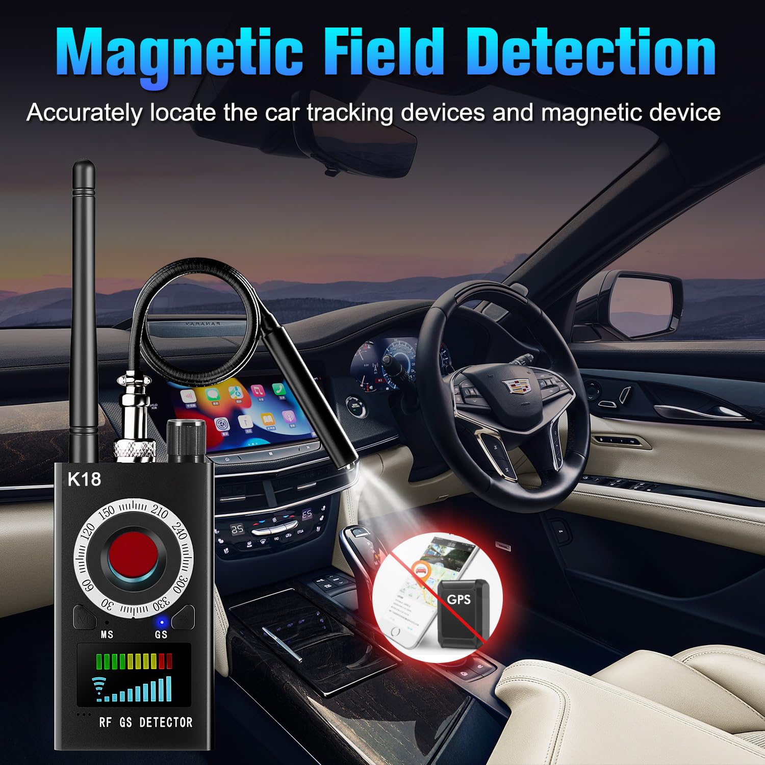 Siteedan Hidden Camera Detector & Anti Spy Device - Professional GPS Tracker Finder, Wireless Bug Detector for Home, Office, Hotel & Car Security - Perfect for Travel, Business Meetings & Personal Privacy Protection