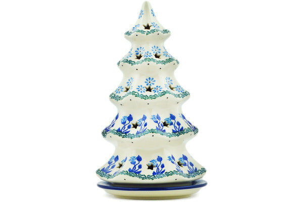10 Christmas Tree Candle Holders with Blue Butterfly Design - Elegant Holiday Decor for Tabletop, Mantel, and Christmas Tree Display