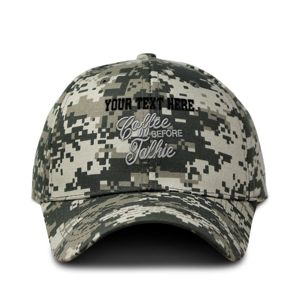 Custom Camo Baseball Cap - Adjustable Coffee Before Talkie Hunting Hat for Men & Women - Perfect for Outdoor Adventures, Hunting & Casual Wear