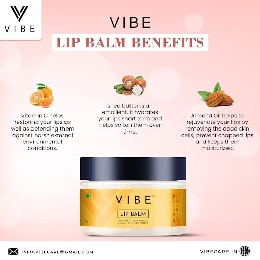 VIBE Vitamin C Oatmeal & Green Tea Facial Cleanser 100ml - Brightening, Tan Removal & Skin Glow | Almond Lip Balm 8g for Dry, Chapped Lips - Unisex Skincare Set | Perfect for Daily Face Wash Routine & Lip Care