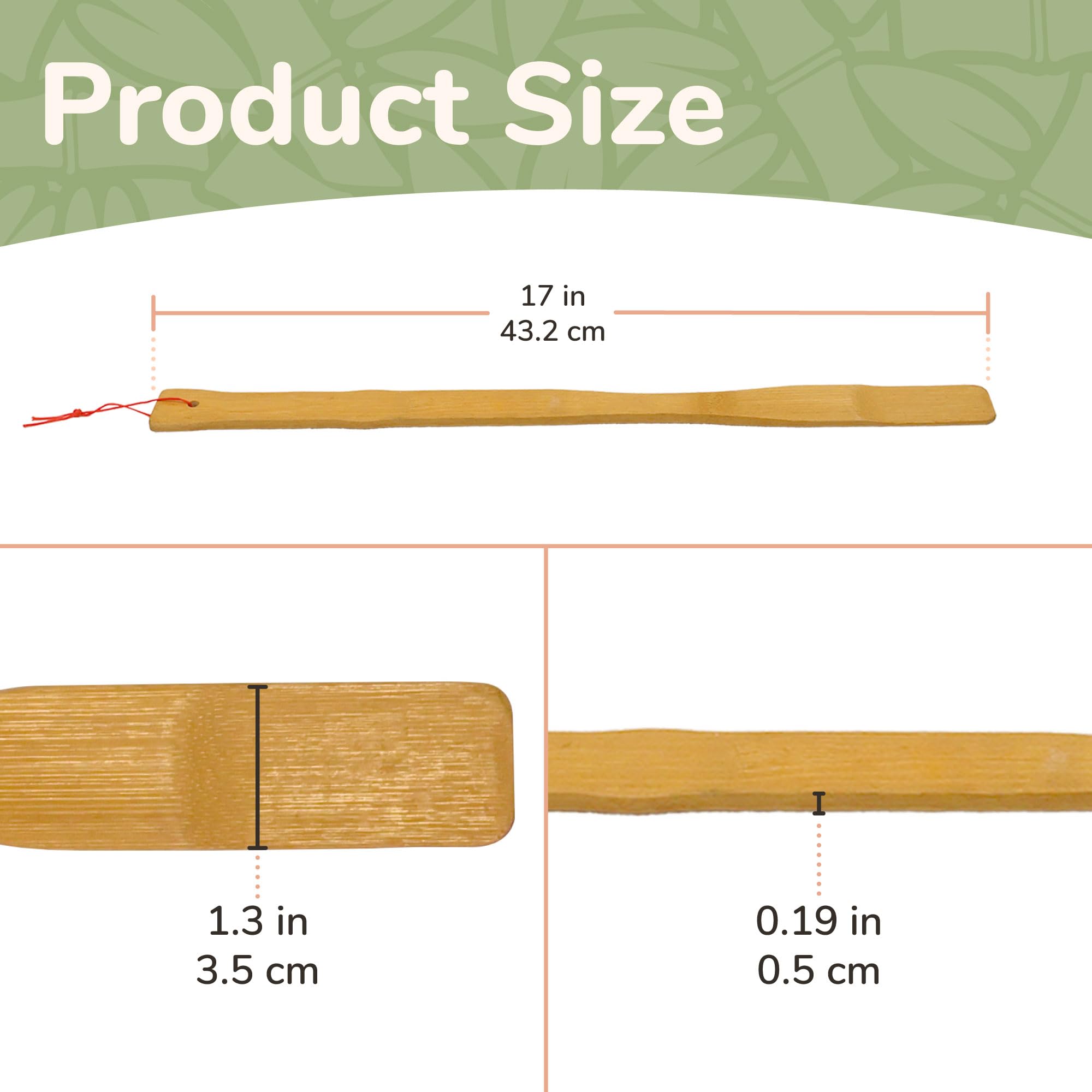 BambooMN 3-Pack 17 Inch Long Handle Bamboo Shoe Horns with Bonus Travel Size Back Scratcher - Perfect for Elderly, Kids & Travel Accessories (Easy Shoe Removal & Back Relief)