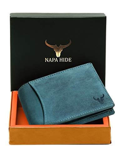 Premium Men's Genuine Leather Wallet (Blue) - RFID Blocking Bifold Wallet for Travel & Everyday Use - Durable Slim Wallet with Multiple Card Slots & Cash Pocket - Perfect Gift for Men