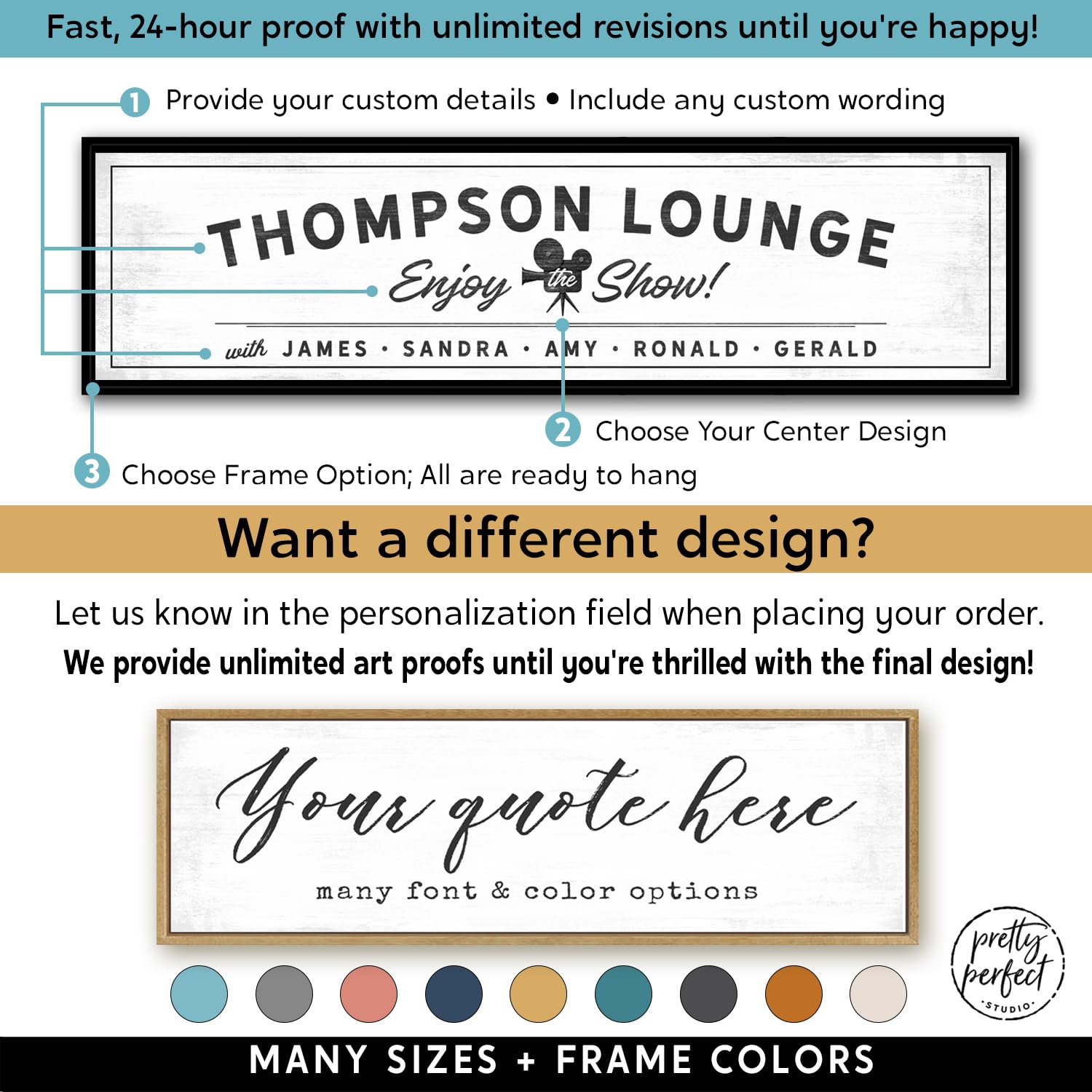 Custom Personalized Movie Night Theater & Lounge Sign - Framed Canvas Wall Art 18