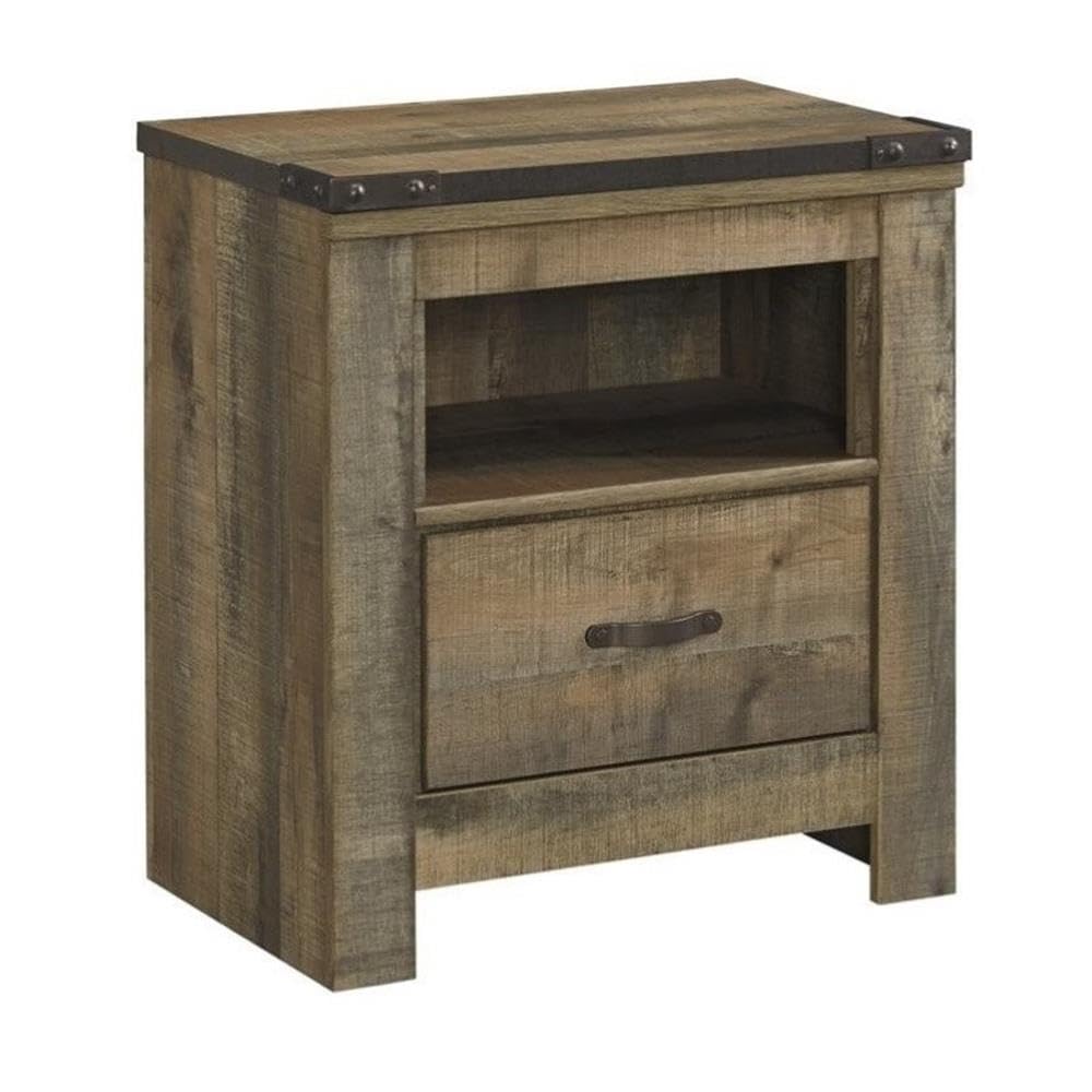 Brown Wood Nightstand Set - 2 Drawer Night Stand & Matching 3-Piece Bedroom Furniture | Perfect for Master Bedroom, Guest Room & Apartment Decor