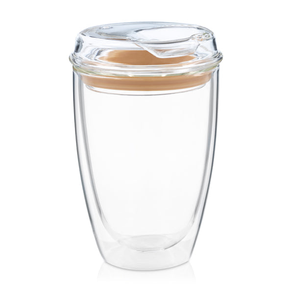 Good Cuppa The Big Reusable Glass Cup - 20oz Insulated Tumbler with Lid & Straw for Hot/Cold Drinks - Perfect for Coffee, Tea, Smoothies at Home, Office or Travel