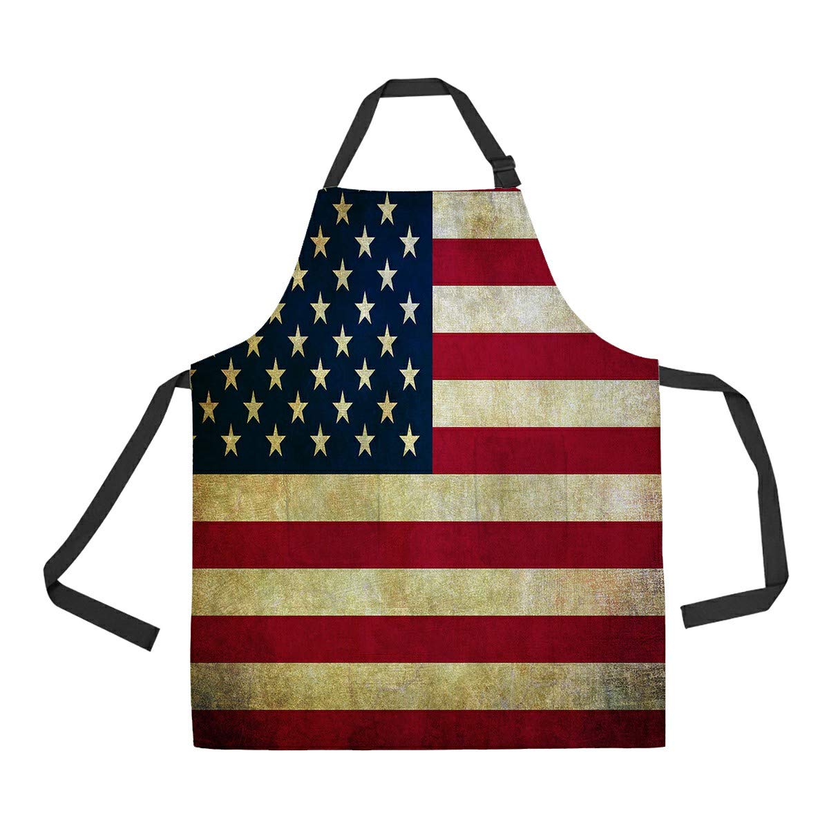 ABPHQTO Patriotic American Flag Apron for Cooking, Baking, Gardening - Adjustable Kitchen Apron with Pockets for Women & Men - Perfect for BBQ, Holiday Baking & Outdoor Grilling