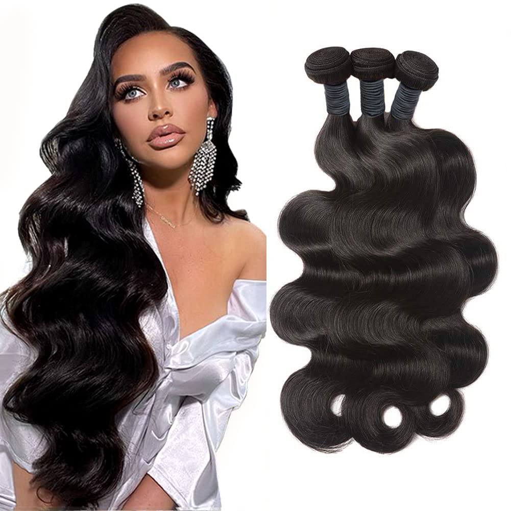 20 22 24 Inch Brazilian Body Wave Human Hair Bundles - 12A Grade 100% Unprocessed Virgin Hair Extensions for Women | Perfect for Weaving, Styling & Everyday Wear