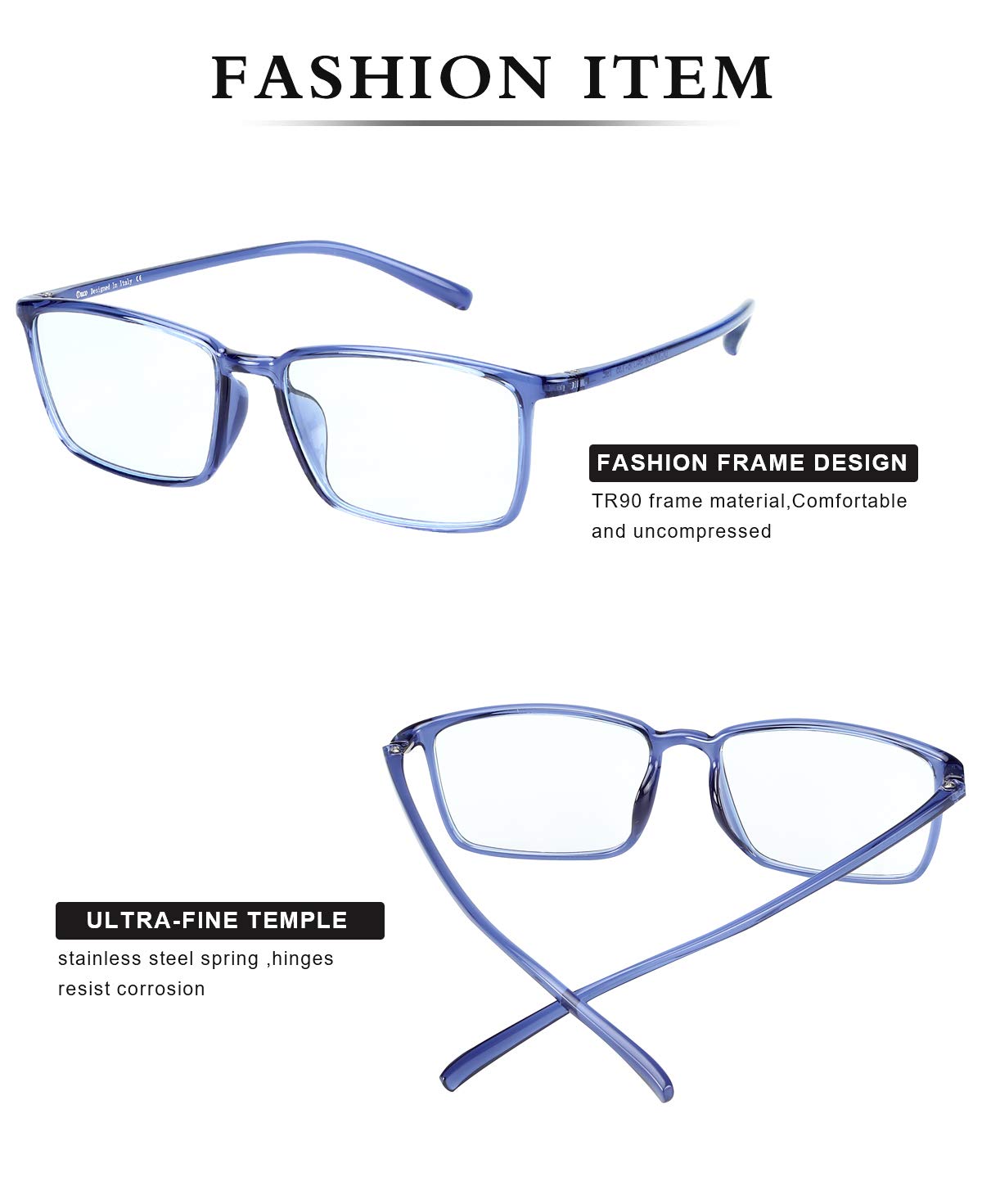 DUCO Blue Light Blocking Glasses for Computer & Gaming - Super Lightweight Anti Blue Ray Eyewear with Stylish Frame 306 | Reduce Eye Strain for Office Work, Online Classes & Night Screen Use