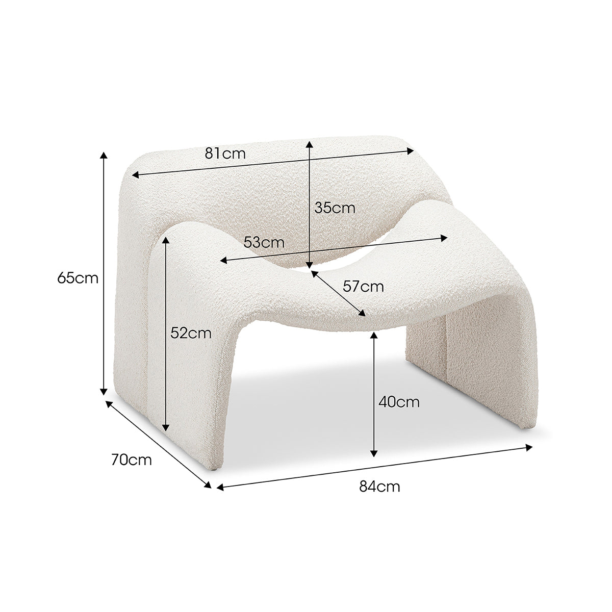 Billie Groove Boucle Armchair - Modern Upholstered Accent Chair for Living Room, Bedroom & Office - Cozy & Stylish Seating Solution