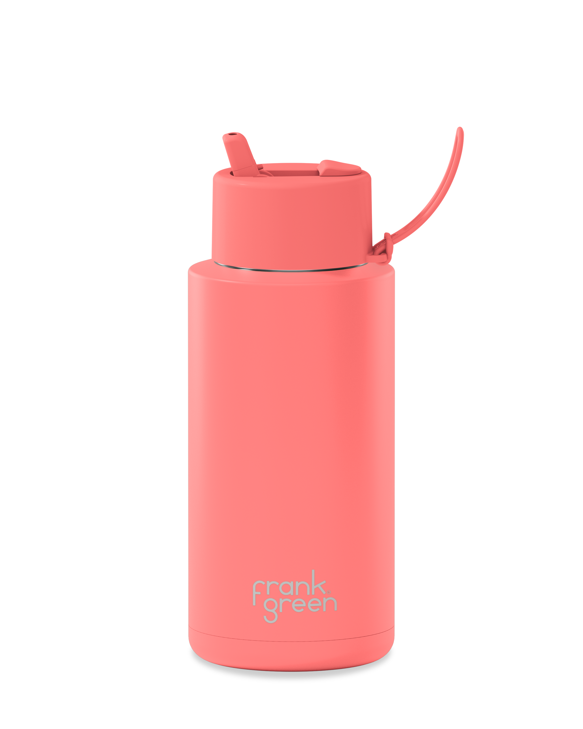 Ceramic Reusable Water Bottle 34oz (1000ml) - BPA-Free, Leak-Proof, Eco-Friendly Travel Mug with Lid - Sweet Peach Design for Gym, Office & Outdoor Activities