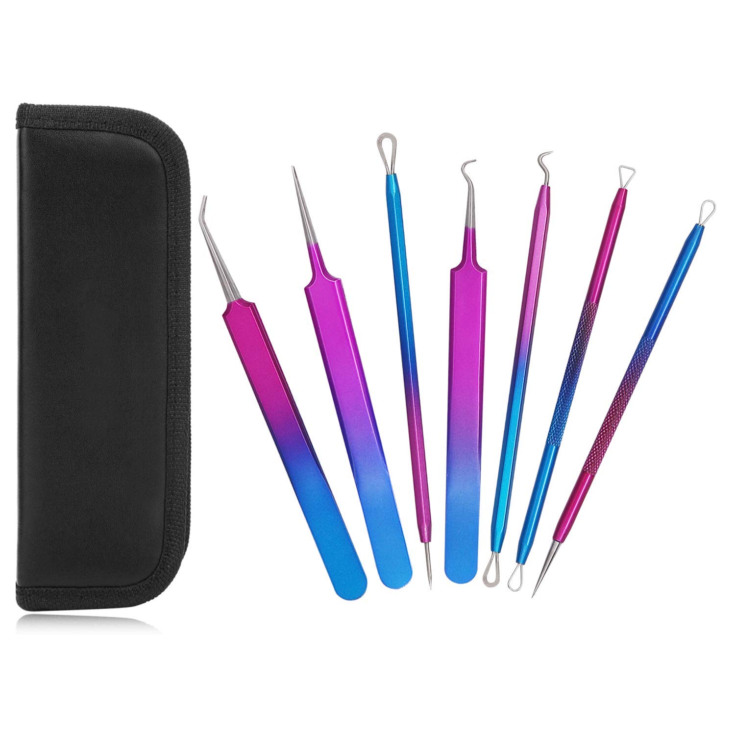 Professional 7-Piece Blackhead Remover & Pimple Extractor Kit - Colorful Acne Comedone Popper Tools for Clear Skin | Perfect for Home Spa, Facial Care & Blemish Treatment