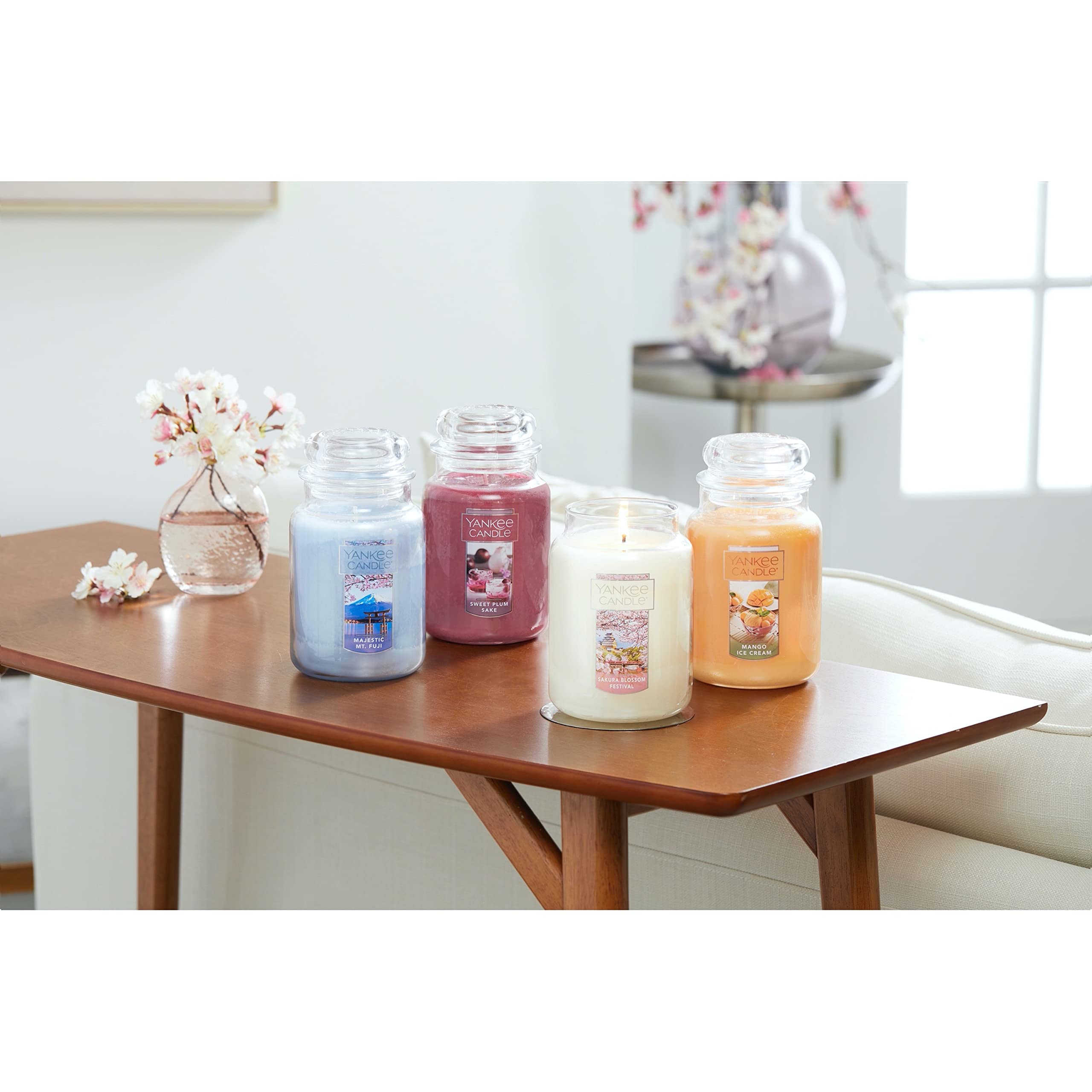 Yankee Candle Sweet Plum Sake Large Jar Candle - 14.5oz Scented Candle for Home, Office & Gifts | Long-Lasting Fragrance for Relaxation & Aromatherapy