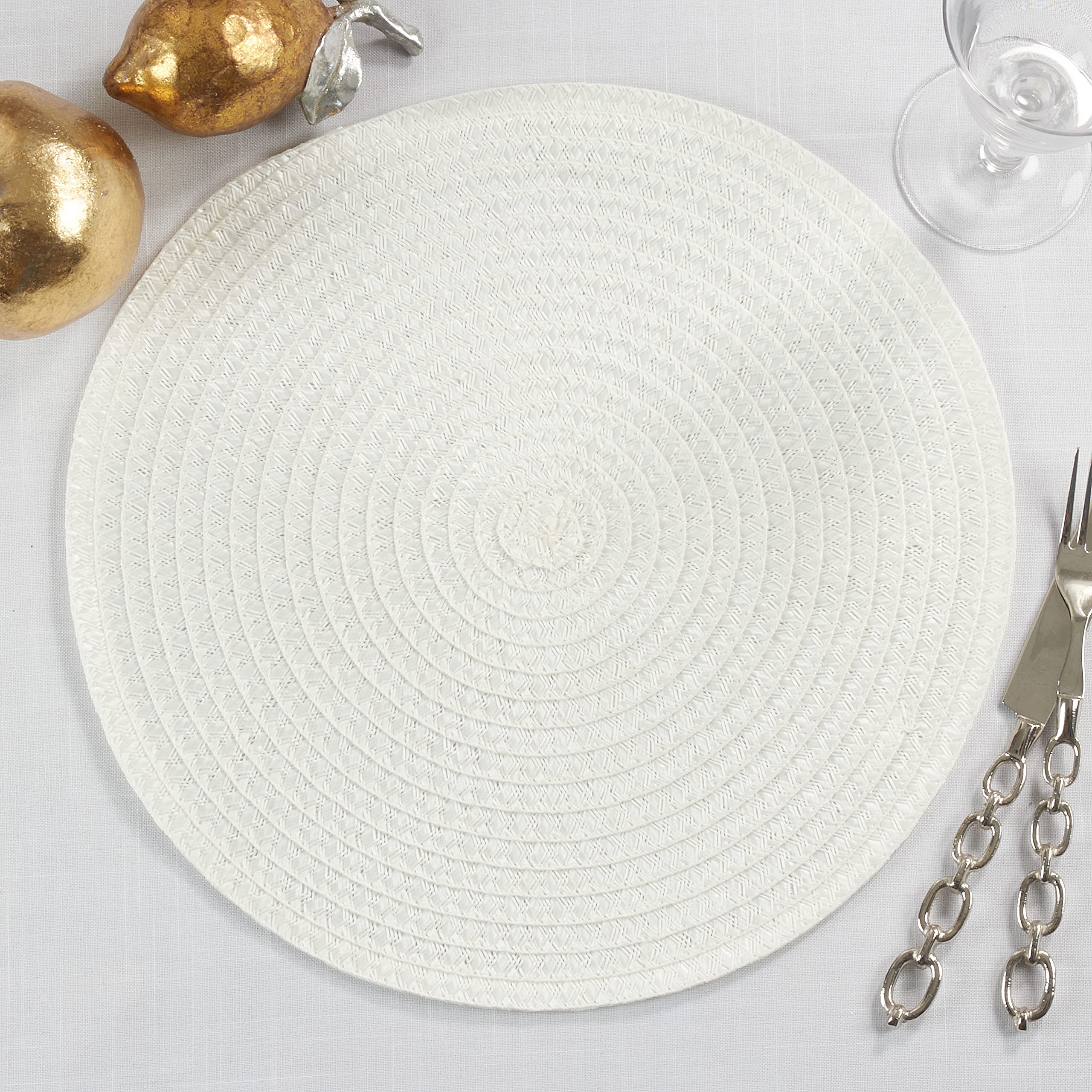 Round Non-Slip Placemats Set of 4 - Waterproof Vinyl Table Mats for Dining, Kitchen, Party & Outdoor Use