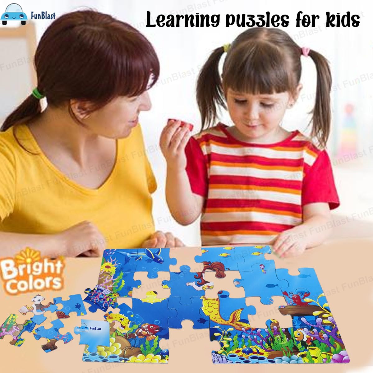 FunBlast Little Mermaid 24-Piece Jigsaw Puzzle for Kids Ages 4+ | Educational Toddler Puzzle Toy | Perfect for Birthday Gifts, Preschool Learning & Family Game Night (Multicolor)