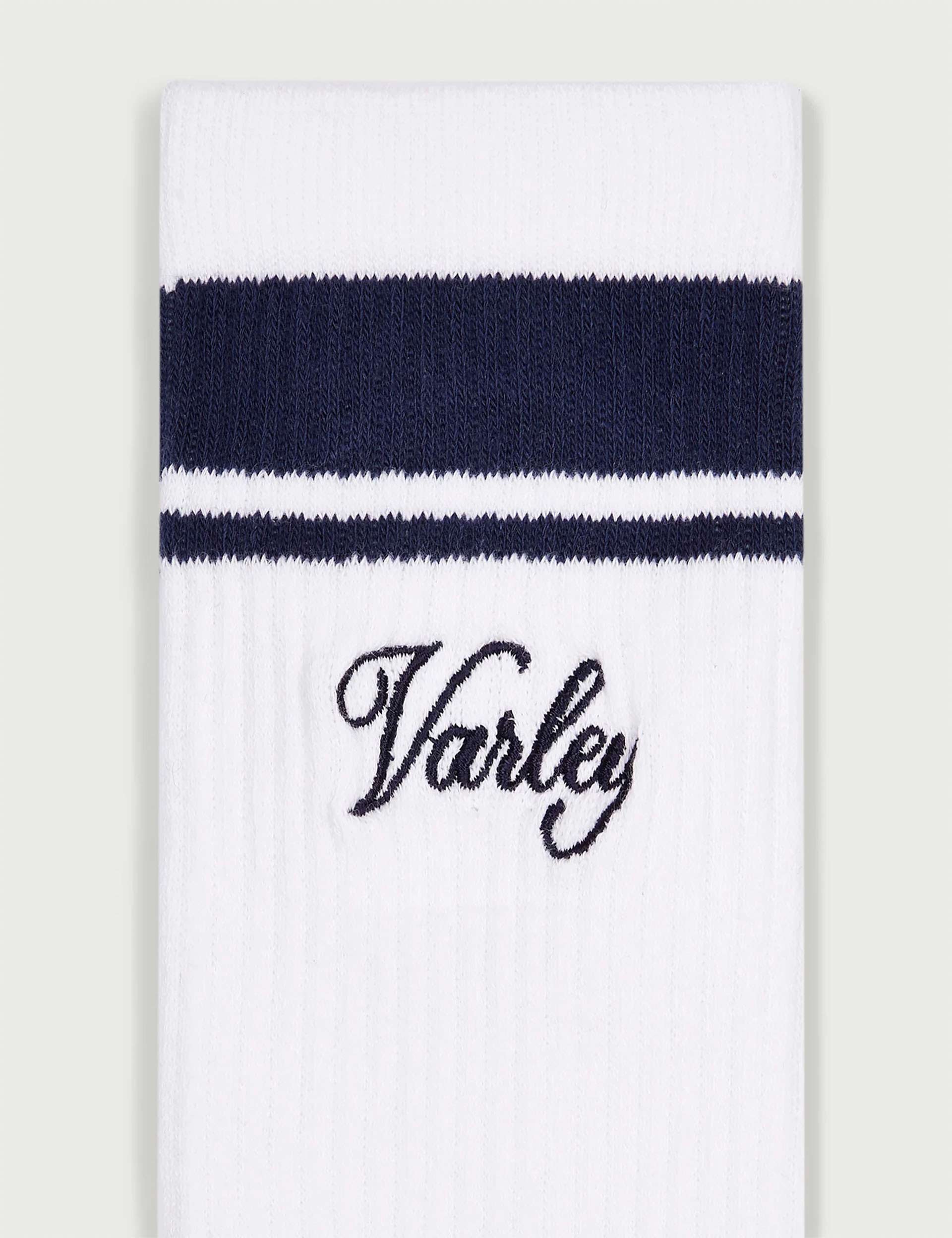 Lamar Club Stripe Socks for Men - White & Blue Nights - Comfortable Casual Athletic Socks for Running, Gym, and Everyday Wear