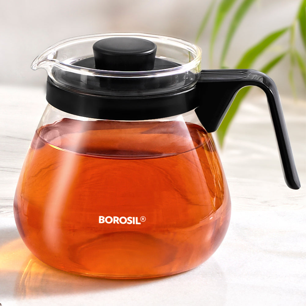 Premium Borosilicate Glass Carafe with Built-in Lid Strainer - 1 Liter Capacity - Ideal for Iced Tea, Coffee, Cold Brew & Water Infusion - Perfect for Home, Office & Restaurants