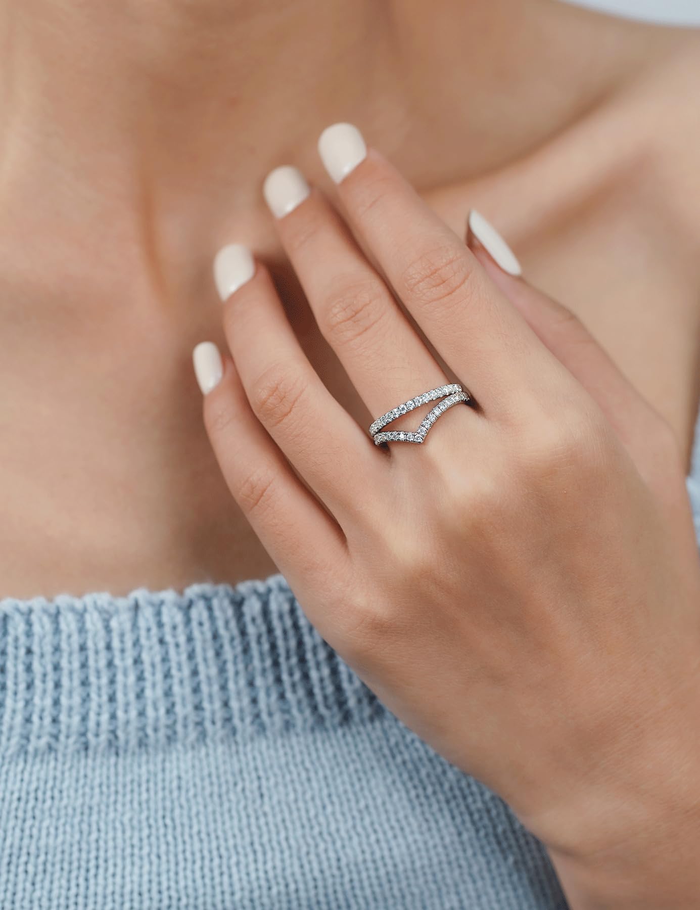 IMOLOE 0.3-0.42 Carat Lab Grown Diamond Wedding Band for Women, 18K White Gold Plated Sterling Silver Eternity Ring, Size 4-11, Perfect for Engagement, Anniversary & Special Occasions