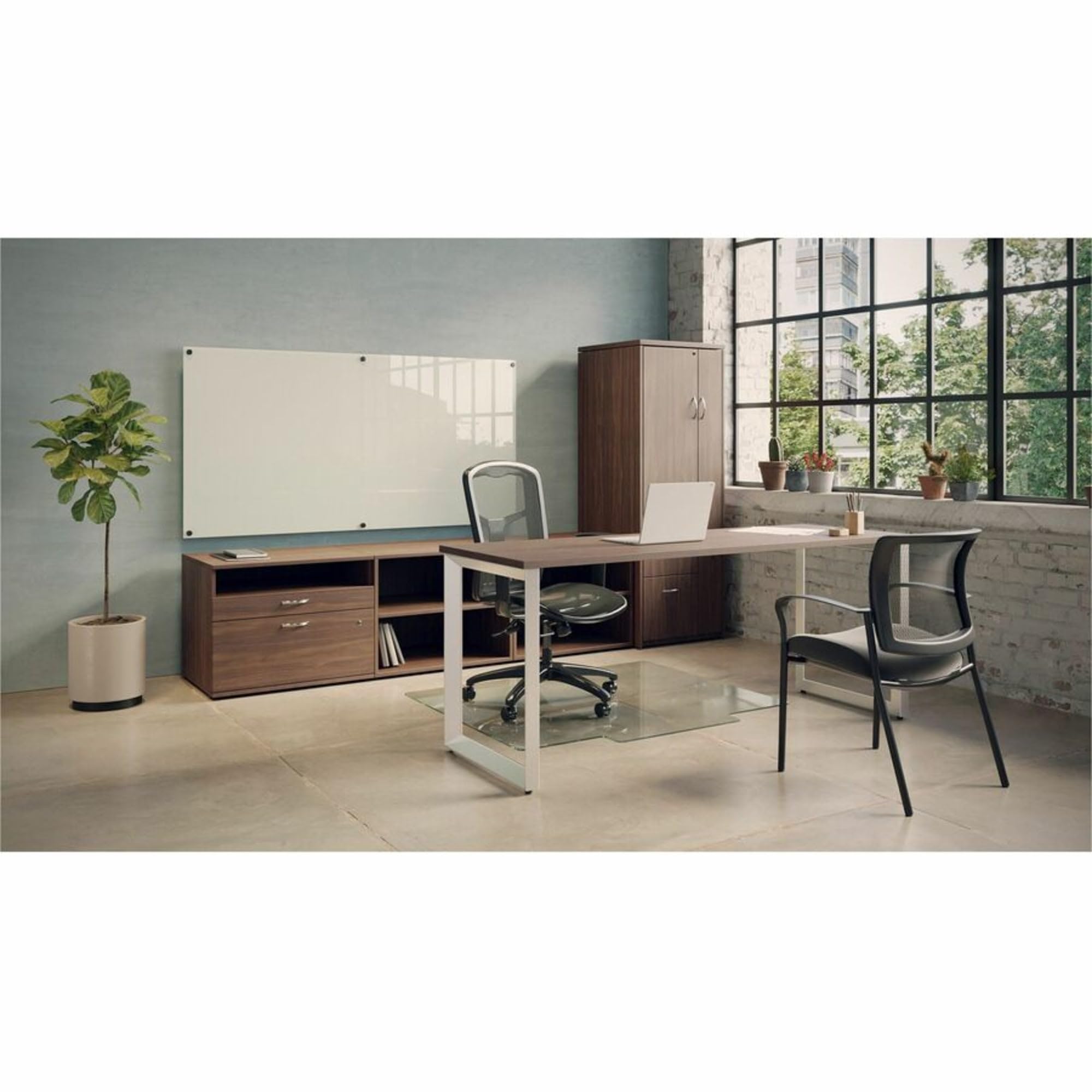 Lorell Walnut File Storage Cabinet Credenza - Wooden Office Organizer with File Drawers for Home & Business Use - Perfect for Storing Documents, Folders, and Office Supplies