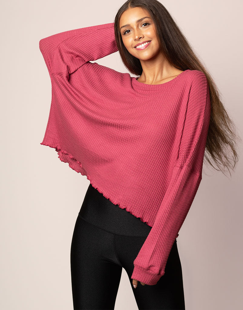 Oversized Waffle Knit Sweater Women's Casual Long Sleeve Pullover - Cozy Winter Fashion for Outfits, Dates & Holiday Gatherings