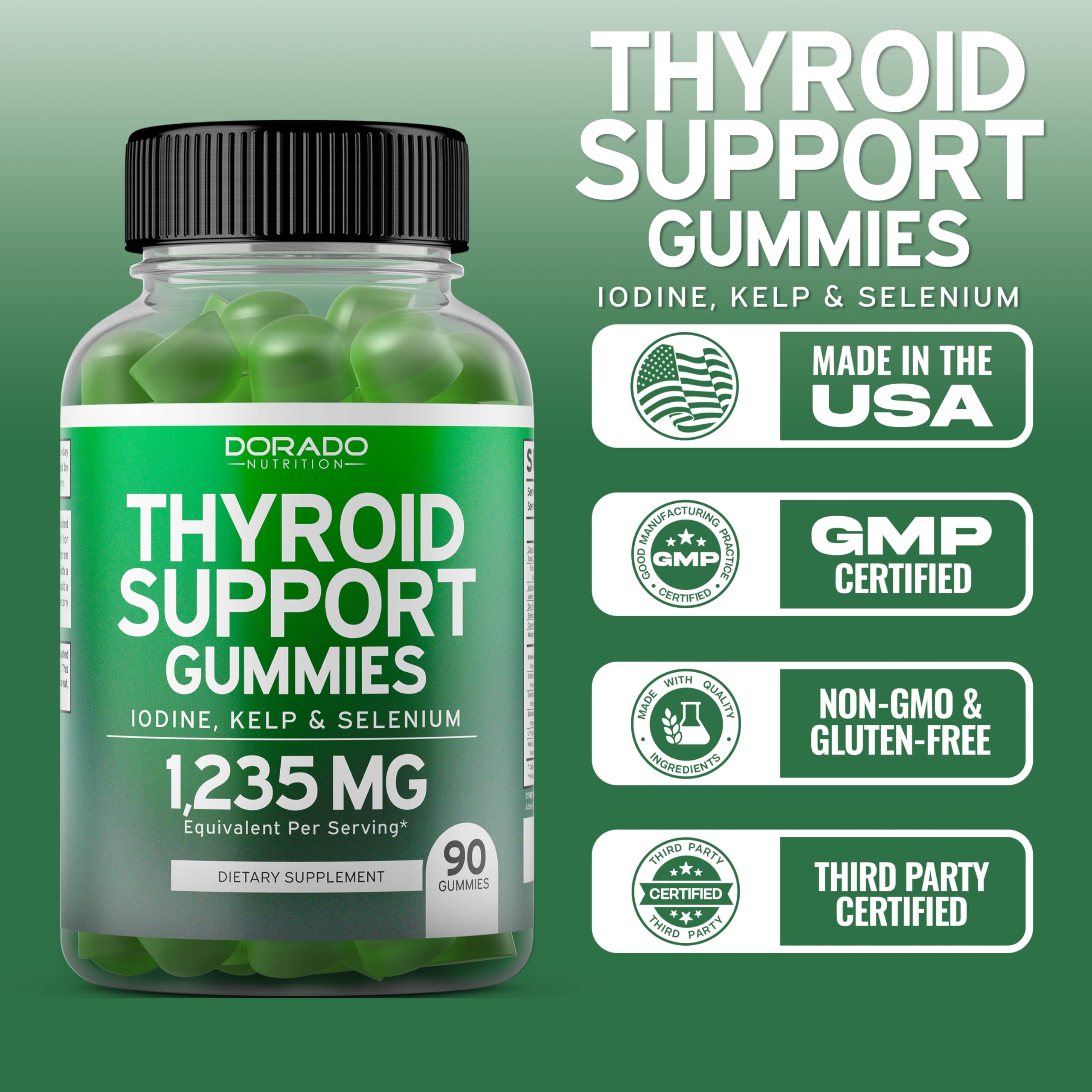 Thyroid Support Gummies for Women & Men - 90 Count with Ashwagandha, Iodine, Bladderwrack, Kelp & Schisandra - Vegan, Non-GMO, Gluten-Free Apple Flavor Supplement - Boost Energy & Metabolism - Perfect for Daily Wellness Routine & Thyroid Health Maintenance