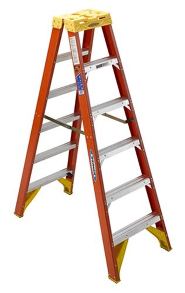 6' T-1A Twin Stepladder - Lightweight Aluminum Folding Ladder for Home, Garage & Workshop Use - Perfect for Painting, Shelving & DIY Projects