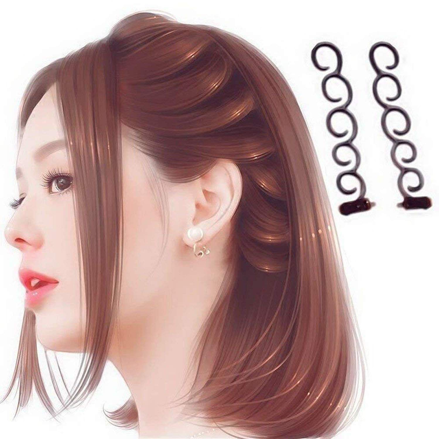4-Piece French Hair Braiding Tool Set with Hook Curler - Professional Hair Twist Braiding Accessories for Women & Girls (Black) | Perfect for Salon, Home Styling & DIY Hair Care