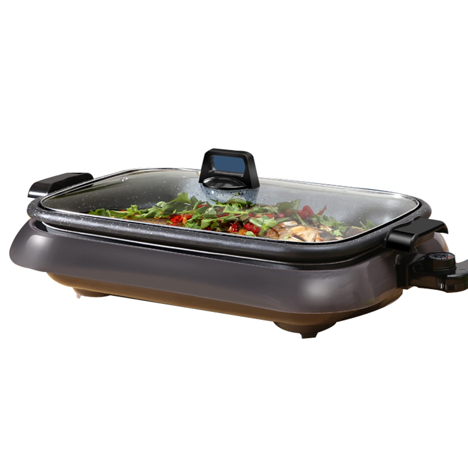 BYCDD 8L Nonstick Electric Griddle for Pancakes, Burgers, Quesadillas, Eggs - Portable Cooking with Drip Tray, Black - Perfect for Breakfast, Lunch & Snacks at Home, Camping or Office Use