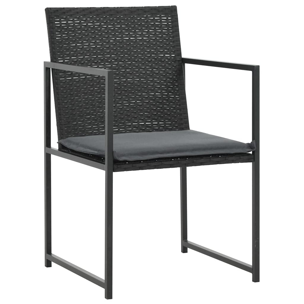 vidaXL 7-Piece Patio Dining Set with Glass Tabletop & Cushioned Rattan Chairs - Black Poly Rattan Outdoor Furniture for Garden, Poolside, and Backyard Entertaining