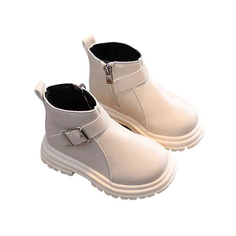 Winter Girls & Boys Boots - Soft Rubber Sole Leather Zipper Casual Snow Boots for Kids | Warm & Comfortable Toddler Shoes for Outdoor Play, Snow Days & Winter Activities