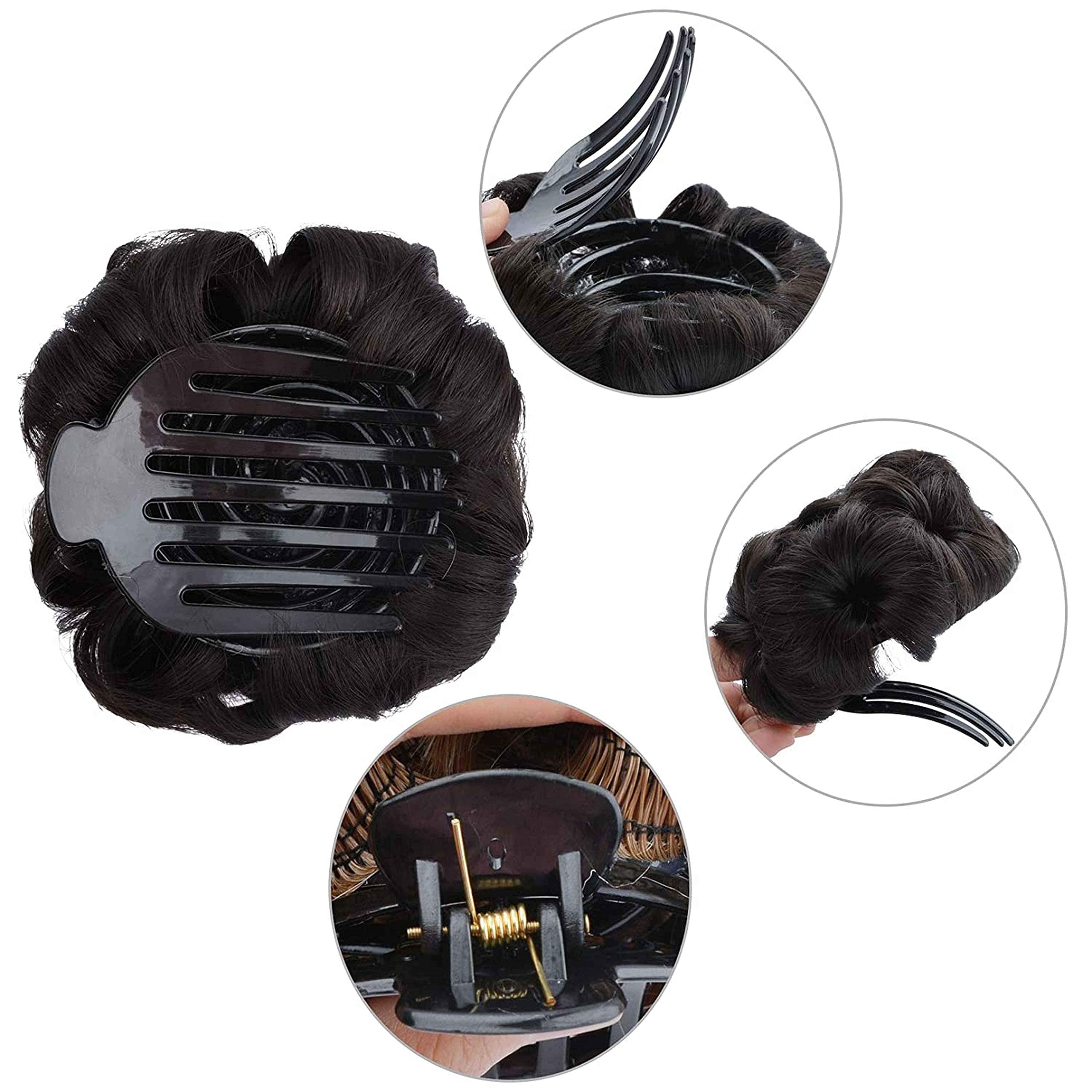 OAHU Set of 1 Women's Hair Clutchers Juda Bun with Artificial Synthetic Hair Extensions - Natural Brown | Perfect for Parties, Weddings & Everyday Hairstyles