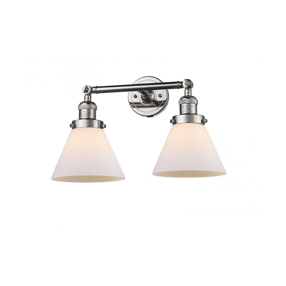 Vintage Dimmable LED Bathroom Light Fixture - 2 Lights, Polished Nickel Finish, Energy Efficient, Waterproof for Bathroom Vanity or Powder Room Lighting