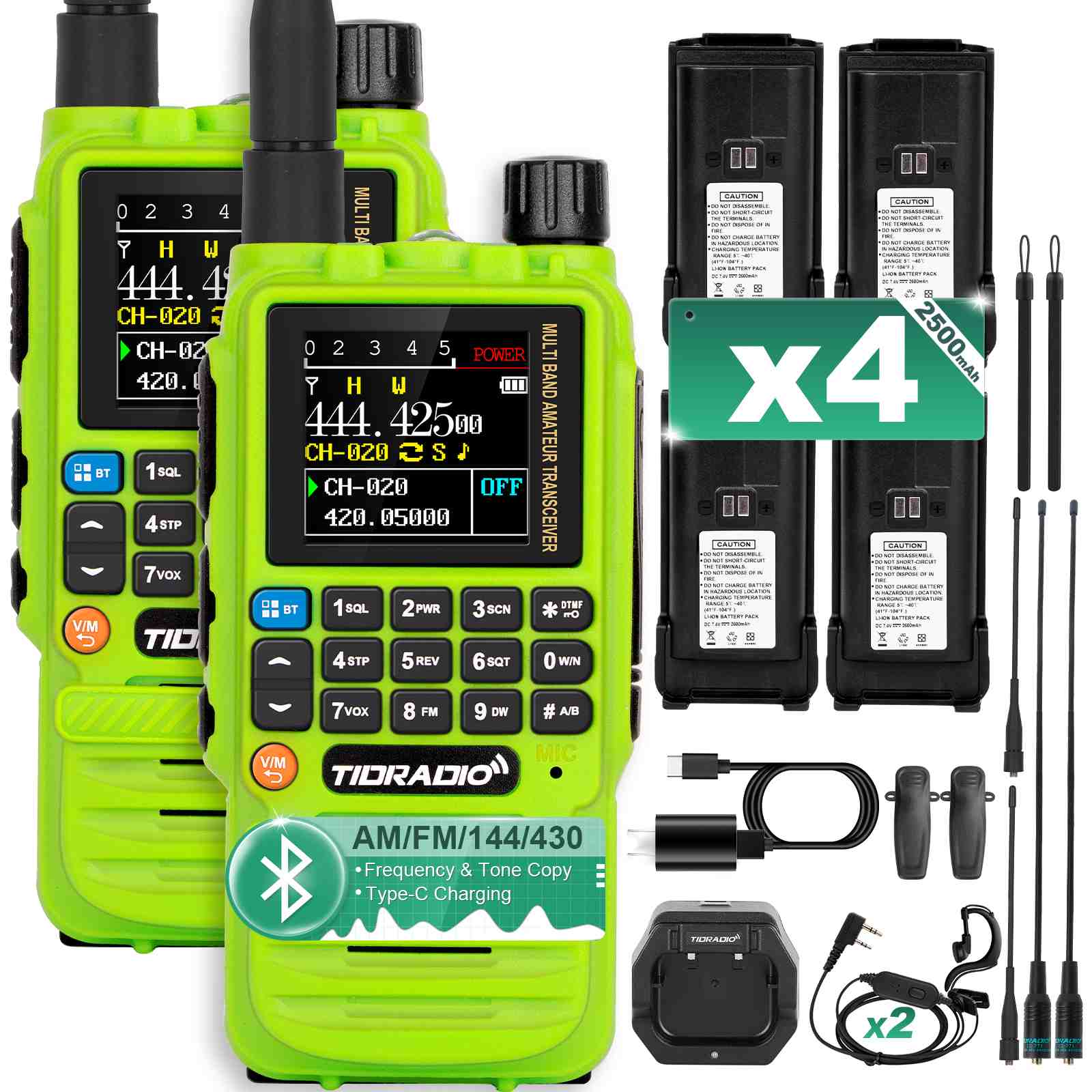 TD H3 Radio 2 Pack with Spare Battery & TD 771 Antenna - Long Range Walkie Talkies for Outdoor Adventures, Camping, Hiking, and Emergency Communication