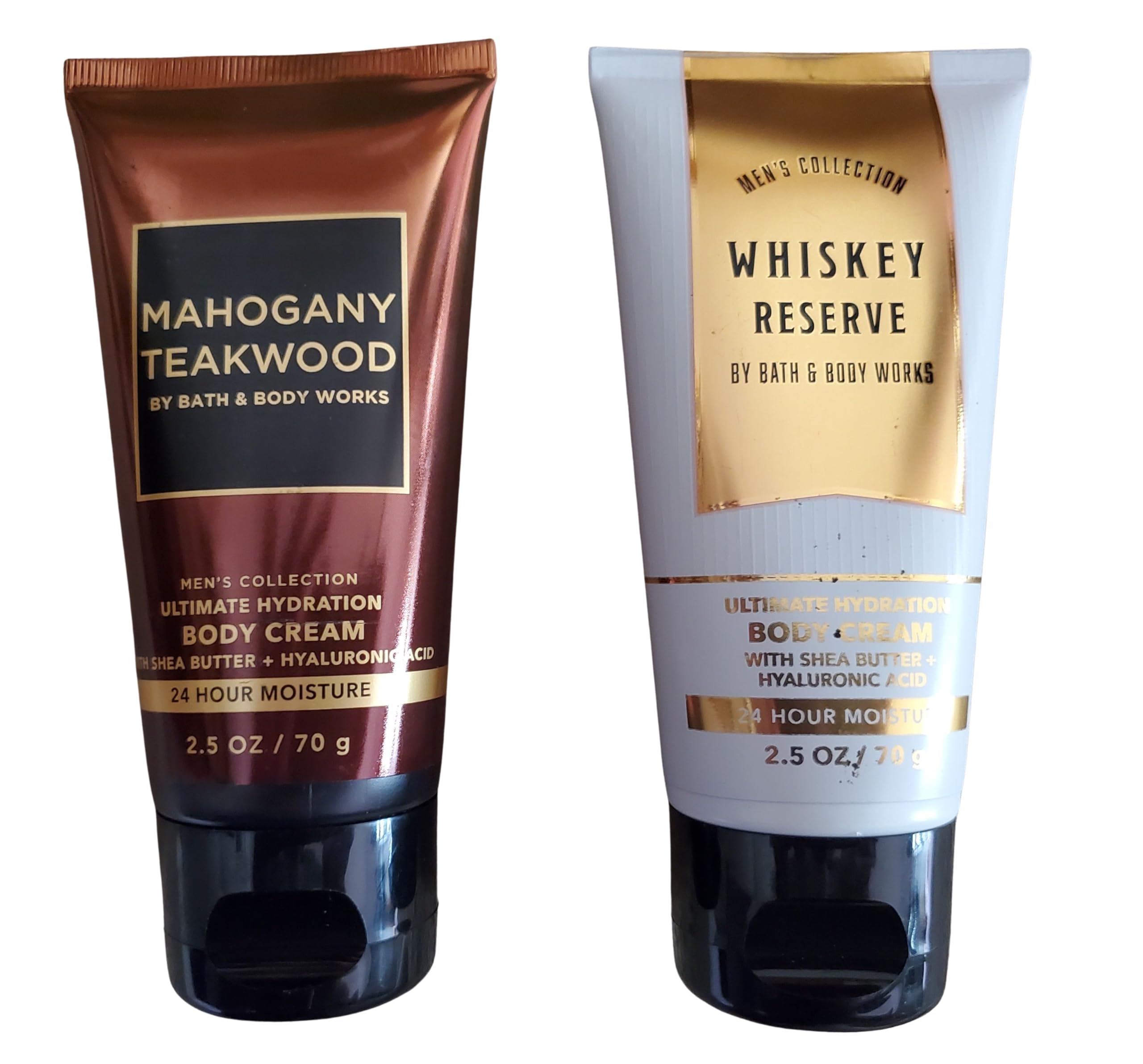 Bath & Body Works Travel Size Ultimate Hydration Body Cream Set - 2.5oz Whiskey Reserve & Mahogany Teakwood (Pack of 2) | Moisturizing Hand & Body Lotion for Travel, Gym, Office & Daily Skincare