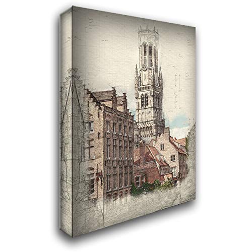 Bolokofsky, Ronald 16x24 Gallery Wrapped Stretched Canvas Art Print - Belfry Tower Landscape Painting for Living Room & Office Wall Decor