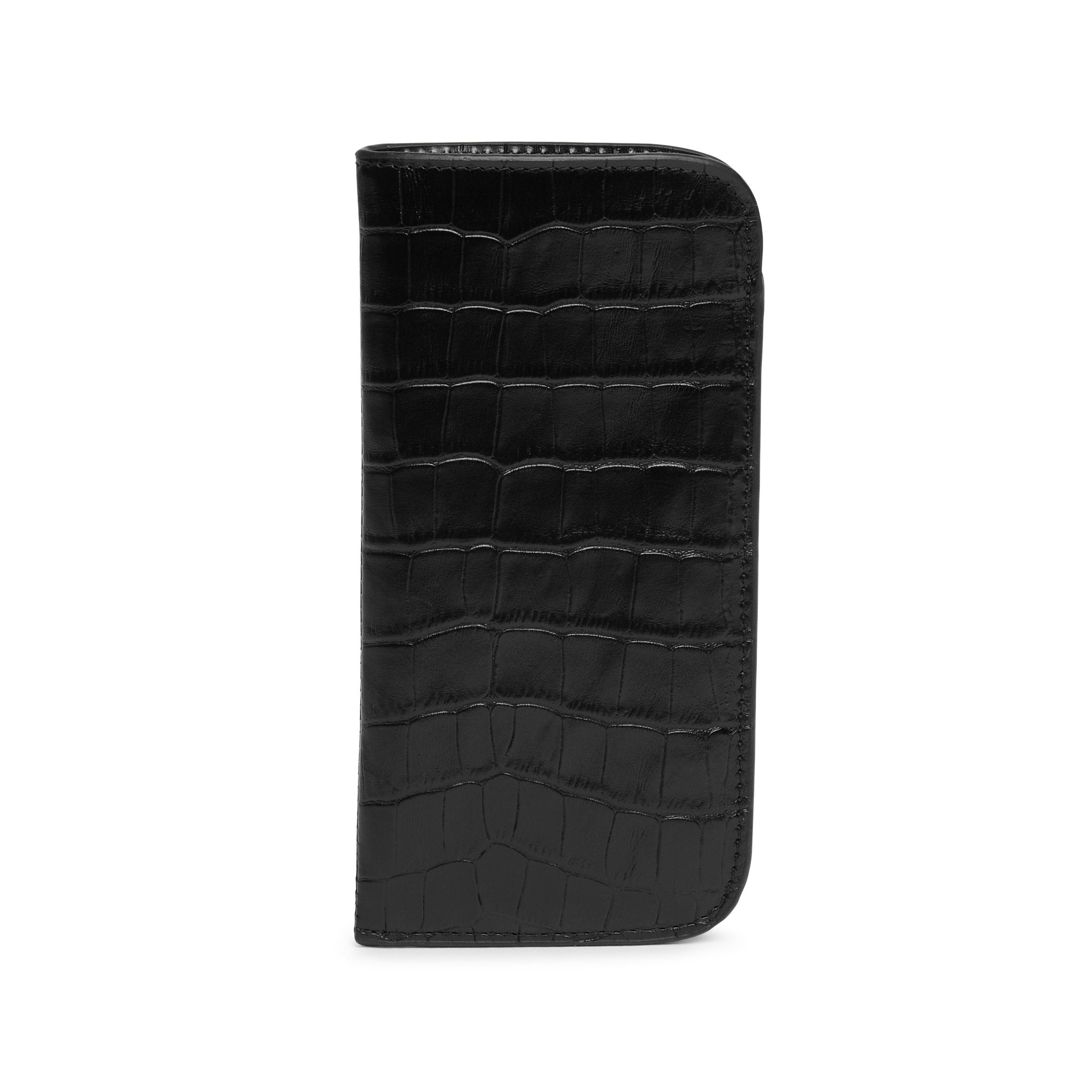 Premium Soft Eyeglass Case - Black Crocodile Pattern Protective Eyewear Holder for Travel, Office & Daily Use