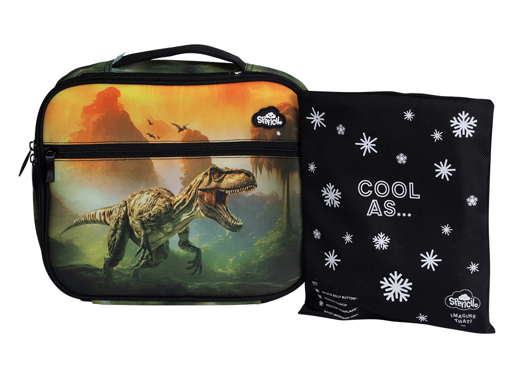 Spencil Insulated Lunch Bag with Chill Pack - Jurassic Kingdom Dinosaur Themed Cooler for Kids & Adults - Perfect for School, Work, Picnics & Outdoor Adventures